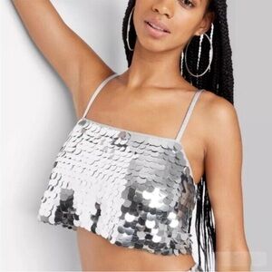 Silver Sequin Women's Top